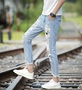 Mùa xuân 2018 mới và quần jeans lỗ lớn nam chín quần lỏng Hàn Quốc bf cặp đôi quần quần sịp nam