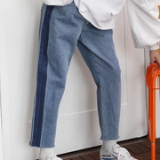 Quần áo trẻ em Hàn Quốc Zhongda đích thực nhập khẩu 2019 xuân hè cô gái cô gái hip hop gió quần jeans giản dị - Quần jean