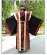 Trang phục nam cao cấp màu đen mới Hanfu bên ngoài váy thẳng quần áo sâu Tang phù hợp với trang phục cosplay cổ - Trang phục dân tộc