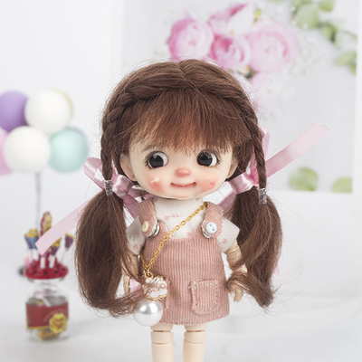 taobao agent The new product OB11 noodle doll eight -point wig fake Maoma hair 1/8 points running baby beauty knot pig BJD hair set
