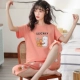 Bộ đồ ngủ nữ mùa hè cotton ngắn tay bảy quần sinh viên hai mảnh phiên bản Hàn Quốc dễ thương có thể mặc mùa hè dịch vụ gia đình mỏng