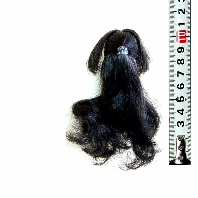 11 Black Curly Hair With Tail1 / 6 Man soldier female Head carving Hair cover Wigs fit ymtoysgactoyskumik1 : 6 female Head carving change head