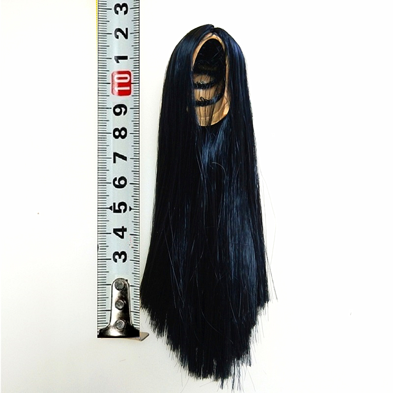 8 Long Straight Black1 / 6 Man soldier female Head carving Hair cover Wigs fit ymtoysgactoyskumik1 : 6 female Head carving change head
