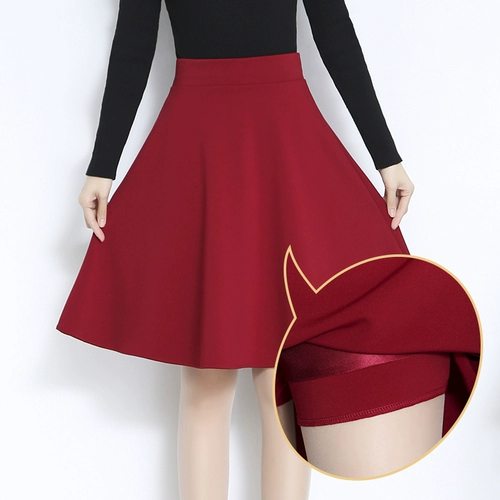 Длинная летняя юбка, штаны, красный костюм, средней длины, высокая талия