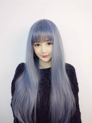 taobao agent New product blue -gray long straight hair cos female lolita long hair makeup dance will high -temperature silk explosion wig