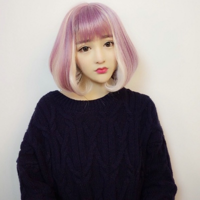 taobao agent Harajuku Plel Purple Wig Daily Lolo Tower Female Harajuku COS Wig Short Hair Flower Roll Lolita wig