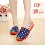 Giày của phụ nữ thấp cắt phẳng giày vải giày đơn giản dị của phụ nữ giày lười biếng giày giày thể thao ánh sáng và thoải mái cũ Bắc Kinh