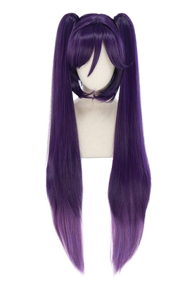taobao agent The original god cos cosplay wig dark purple double ponytail long hair