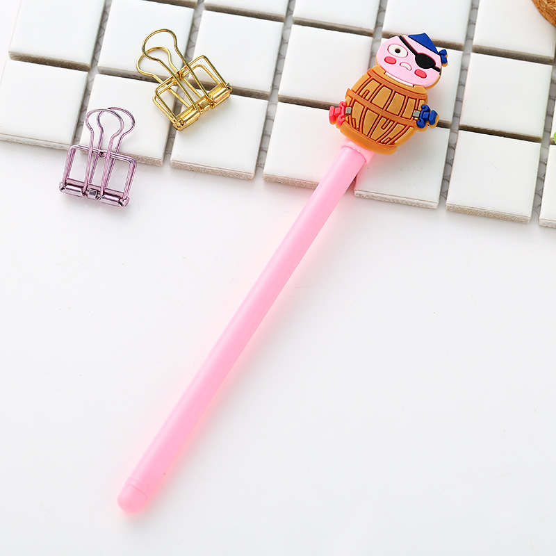 0.5Mm & Pink Pen Holderins lovely Cartoon Roller ball pen like a breath of fresh air originality student Water pen write solar system to work in an office Signature pen black