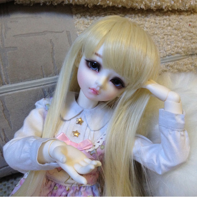 taobao agent [Yixinyu] BJD SD doll wig 346 points high -temperature silk light golden color long straight hair