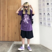 Японская мультяшная футболка для школьников, оверсайз