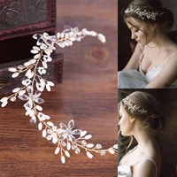 Повязка на голову для невесты ручной работы из жемчуга, свадебное платье, заколка для волос, аксессуар для волос, простой и элегантный дизайн