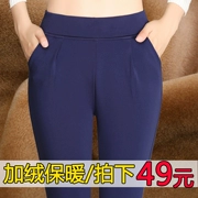 Mùa thu và mùa đông cộng với quần harem nhung dày eo cao nữ là quần mỏng chân giản dị cộng với quần tất XL.