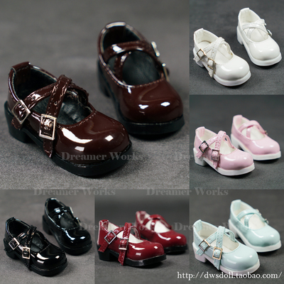 taobao agent BJD3 points 4 minutes, 6 minutes, doll shoes daily versatile small leather shoes bright leather with buckle student shoes 1/6 bear girl 1/4