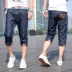 Mùa hè của nam giới năm sáu bảy tám điểm chín điểm jeans xu hướng thời trang denim giản dị quần short nam cắt quần ống túm quần áo nam hàng hiệu Cao bồi
