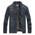 áo jacket Battlefield Jipu Mùa thu và mùa đông Áo khoác denim của nam giới Cổ điển Kích thước lớn Hàng đầu Áo khoác bảo hộ lao động thường ngày Áo khoác nhung của nam giới Cổ áo bóng chày áo khoác dáng dài Áo khoác