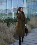 Hàn Quốc phiên bản mới áo len nữ phần dài trên đầu gối lỏng áo khoác cashmere dày len của phụ nữ trùm đầu áo khoác