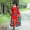 Mùa thu phong cách quốc gia của phụ nữ cổ chữ V in rộng kích thước lớn cotton và vải lanh dài tay đầm retro khí chất đầm xòe lớn - Váy dài