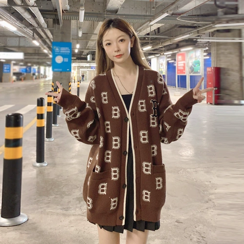 MLB, кардиган, ретро трикотажная рубашка для влюбленных, свитер