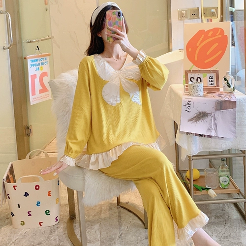 Лонгслив, осенняя демисезонная хлопковая милая пижама, милый демисезонный комплект, 2021 года