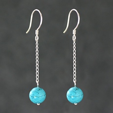 Серьги 素元10mm绿松石纯银耳环极简通勤百搭ol14k包玫瑰金耳坠饰品包邮