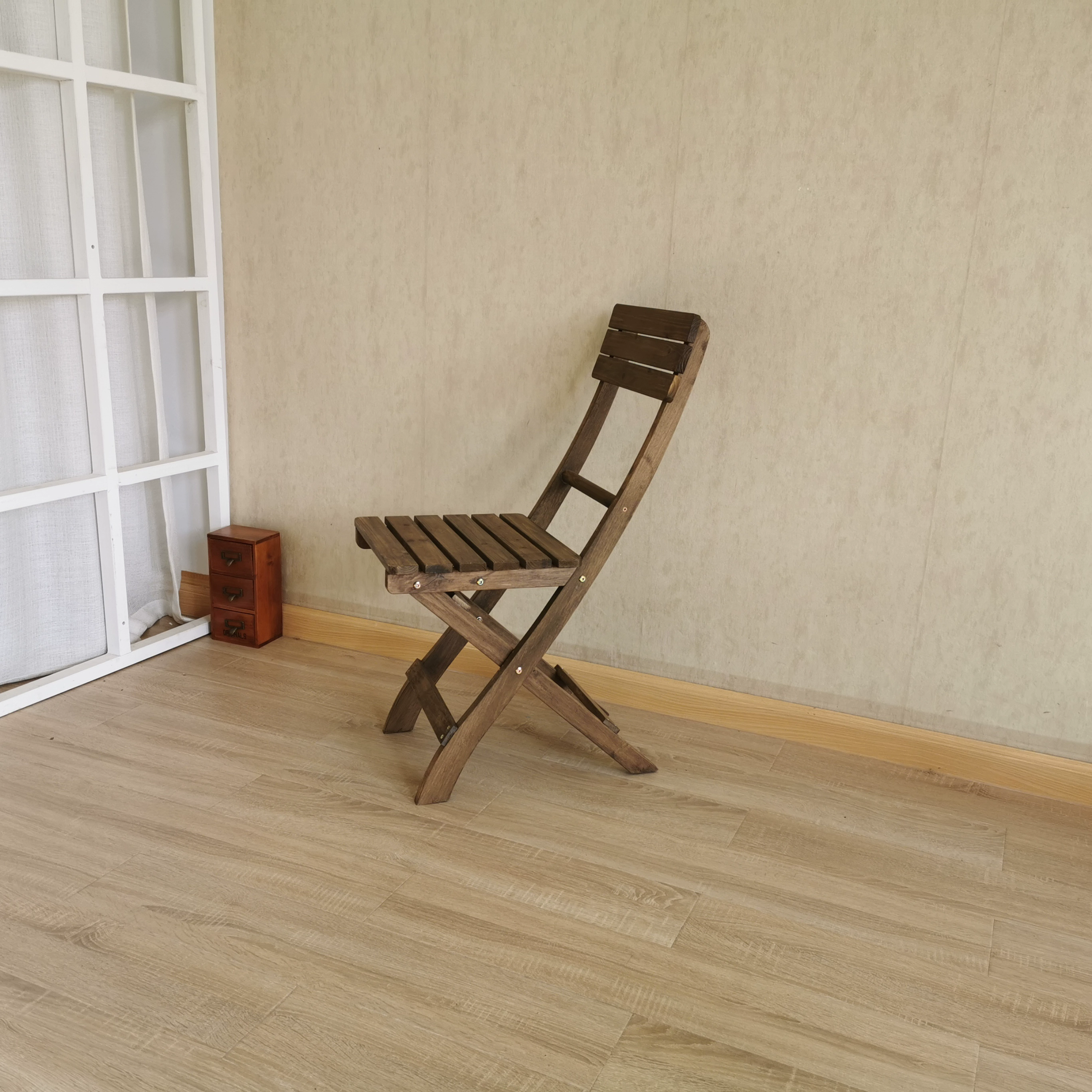 Bàn ghế gỗ đơn giản chắc chắn, tựa lưng, ghế đẩu, di động ngoài trời căn hộ nhỏ tại nhà ban công bàn ghế ăn giải trí 