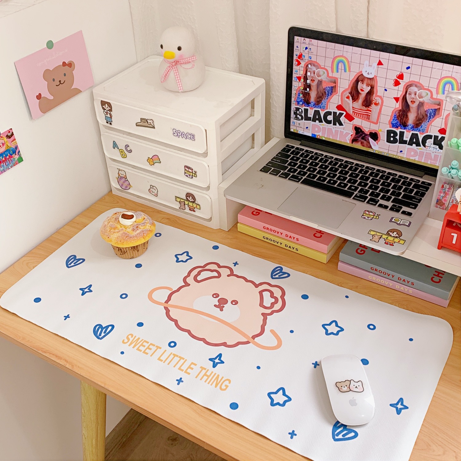 5 Soft Cute BearCartoon Soft sprout Bear Rabbit Table mat student dormitory Mouse pad computer Keyboard pad Table mat desk decorate female