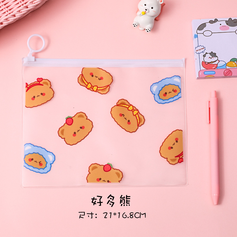 A Lot Of Bearslovely Bear file pocket student desktop Stationery Storage Zipper bag Cartoon transparent waterproof test paper File bag