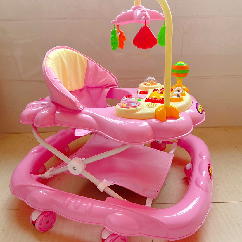 Standard Pink + Foot Pad2021 baby carriage Boys and girls Walkers newborn bb baby walk vehicle child With music Starting car