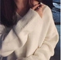 Mùa thu và mùa đông phiên bản Hàn Quốc mới của chiếc áo cổ chữ V rộng màu hoang dã là chiếc áo len dệt kim dài tay mềm mại có mũ trùm đầu áo nữ cao cấp