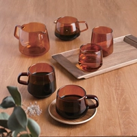 Японская янтарная кофейная чашка со стаканом