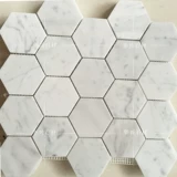 Каменная мозаика натуральная мрамор Карара Белая ванная комната Фоновая стена Большая шестиугольная плитка соты