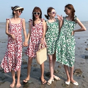 Áo dài đi biển nữ hè 2018 mới đi biển bên chị em mặc váy cho bạn gái mặc váy quây mặc thời trang Hàn Quốc