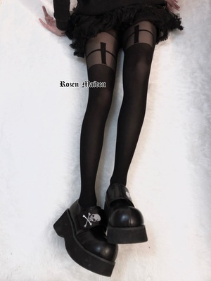 taobao agent Arrived on the first floor of the cross stockings dark punk style big elastic pantyhose hot girl titan flower y2k Gothic autumn and winter