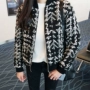 2018 mùa thu và mùa đông quần áo kẻ sọc mới đồng phục bóng chày nữ lỏng Hàn Quốc phiên bản của chiếc áo khoác ngắn đa năng len coat dày áo khoác nữ cao cấp