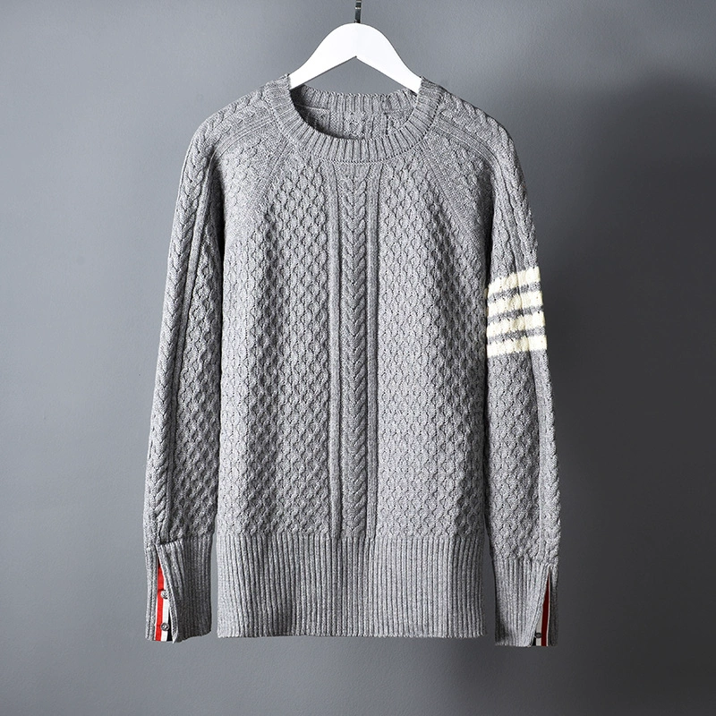 Áo len dệt kim sợi nhuộm len dệt kim mặc tất cả các xu hướng áo bốn dây retro đan hàng đầu 19 mùa thu và mùa đông mới - Cardigan