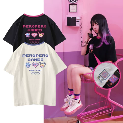 Meow Sit Run Run Musedash Pockets T -Fork Lose Cotton Complete -sleed Lummer Summer Peripheral