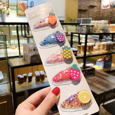 Children hairclip baby clip color quicksand cute hairclip girl fruit hairclip baby hair accessory clip headgear