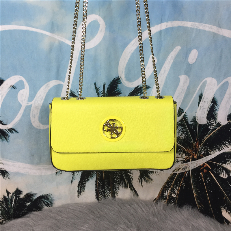 YellowG family Export foreign trade fashion Small square bag Metal circular G word decorate Flap chain One shoulder Oblique span portable Female bag