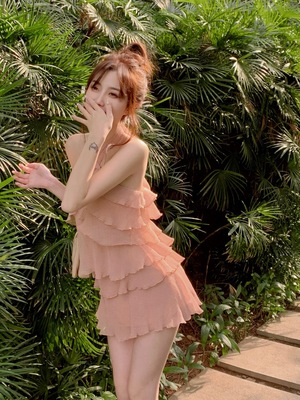 taobao agent Summer dress, pink skirt, fitted mini-skirt, french style, high-quality style