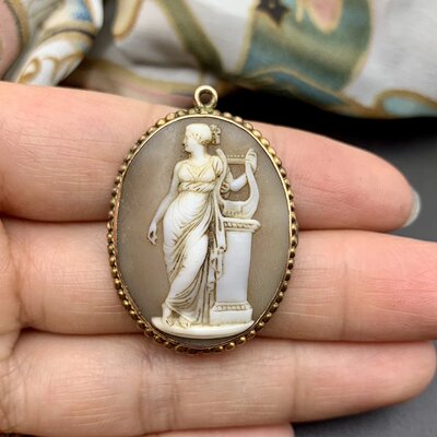 Art Nouveau 9k золотая муза богиня камея камея ретро братан для европейского антиквариата