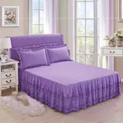 Màu tím trải giường ngủ màu tím lãng mạn song phương cắn đơn mảnh bìa bụi tấm mùa thu và mùa đông nệm dày - Váy Petti