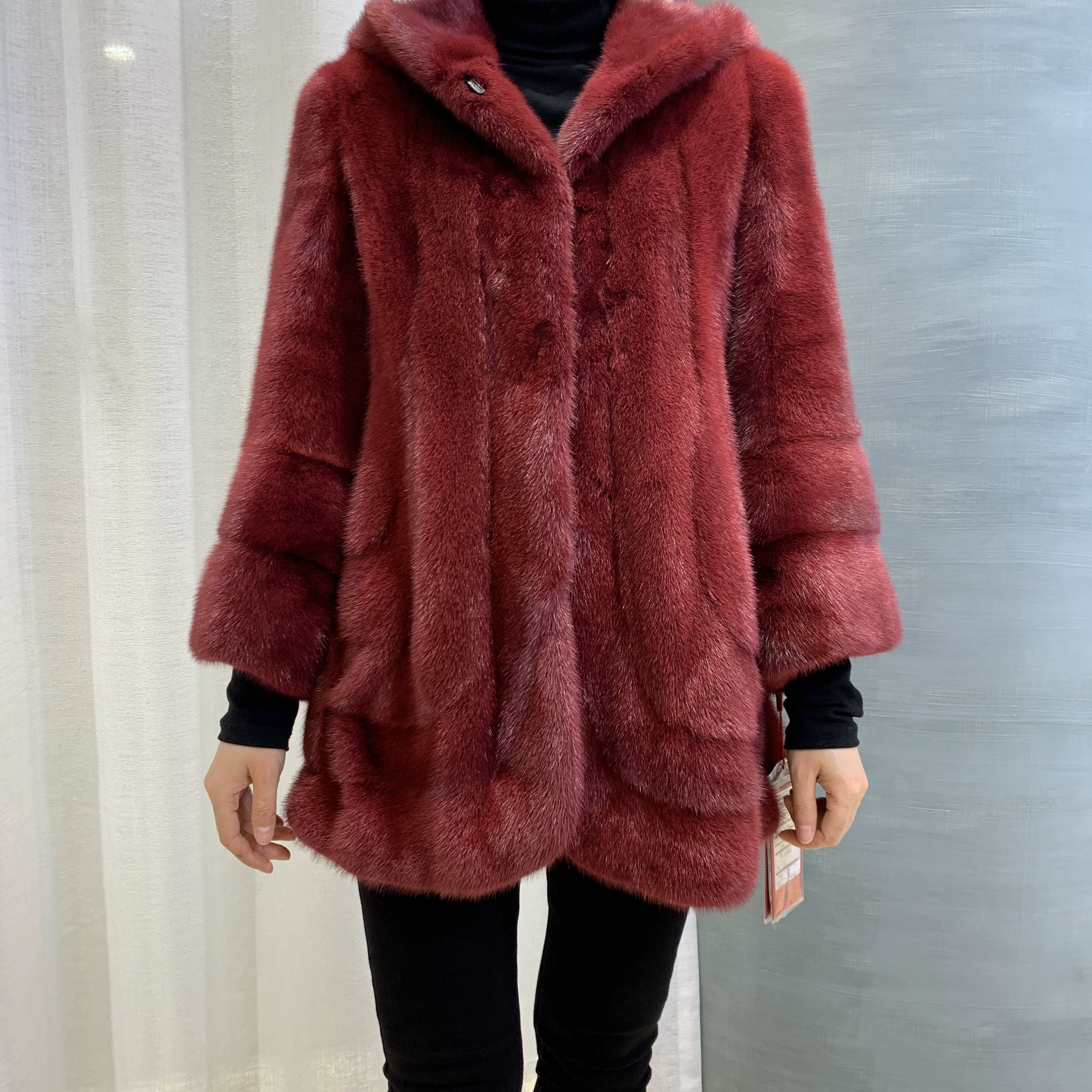 100% chồn nhập khẩu Đan Mạch, đỏ lựu, cao cấp sang trọng, thanh hạng nhất màu trắng, áo khoác lông - Faux Fur