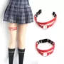 Cô gái Nhật Bản từ PU kim loại hình trái tim tròn bằng da đùi nhẫn punk chân nhẫn chuỗi chân trang trí garter - Nịt Tất dây nịt 