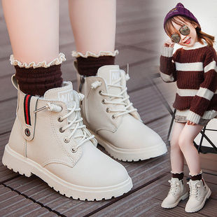 秋冬款中大女童马丁靴英伦风格加棉加厚短靴