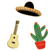 [COLOR] Mexico phong cách guitar xương rồng mexican hat brooch túi phụ kiện áo len