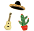 [COLOR] Mexico phong cách guitar xương rồng mexican hat brooch túi phụ kiện áo len Trâm cài