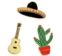 [COLOR] Mexico phong cách guitar xương rồng mexican hat brooch túi phụ kiện áo len huy hiệu cài áo kute