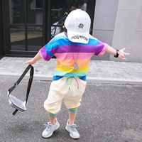 Комплект для мальчиков, тонкая детская летняя летняя одежда, 2020, в корейском стиле, в западном стиле, детская одежда