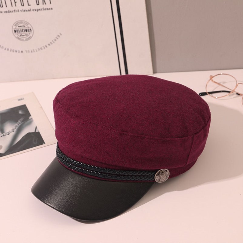 Wine Red Fabric (Thick)trend Hat female fashion new pattern fashion Big head circumference Big face Fat face fit Of Hat